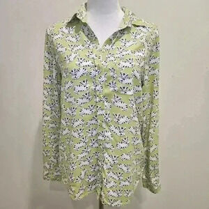 Beach Lunch Lounge Long Sleeve Button-up Cat print Shirt Blouse Women's SP